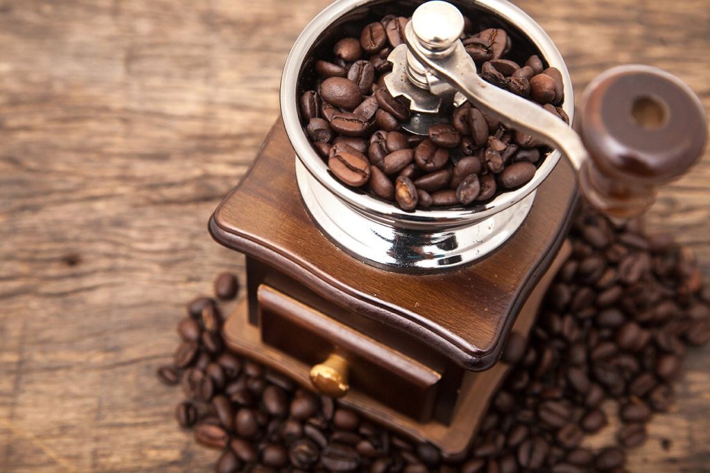 Coffee Beans In Grinder